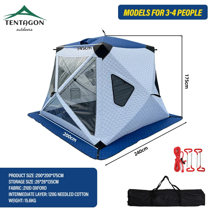 Outdoor Winter Fishing Tent For Camping 3-4 Person With Windows