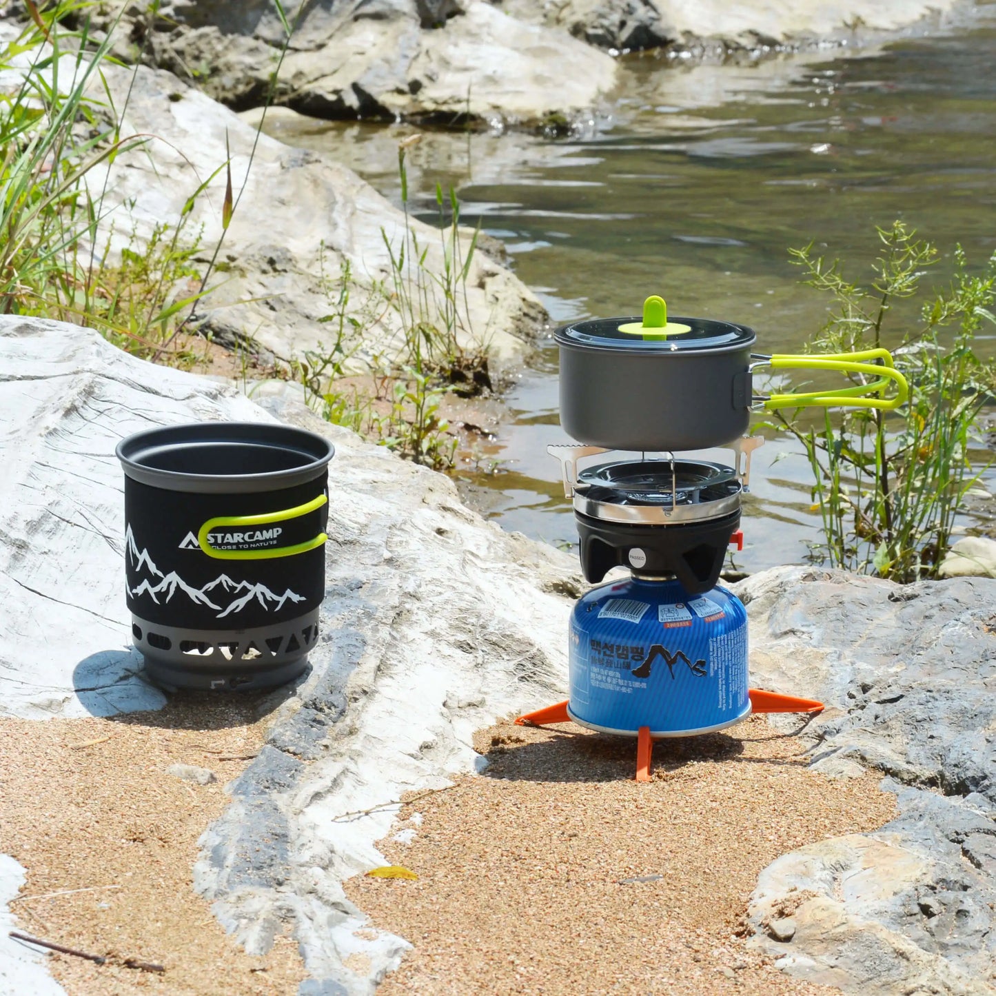 STARCAMP 1000+500ml Outdoor Camping Cooking System Hiking Fastboil Jet Cooker Gas Stove