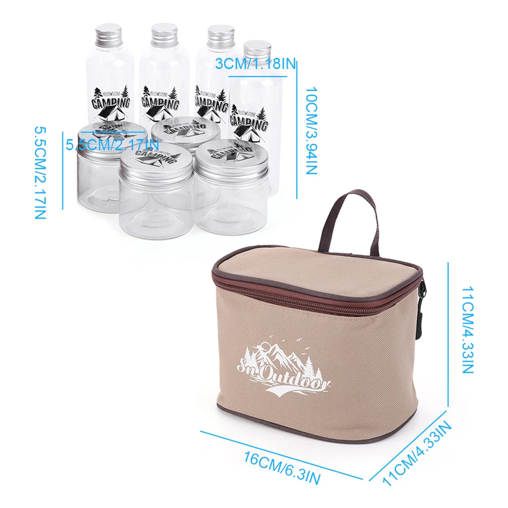 8Pcs Camping Seasoning Bottle Set with Storage Bag