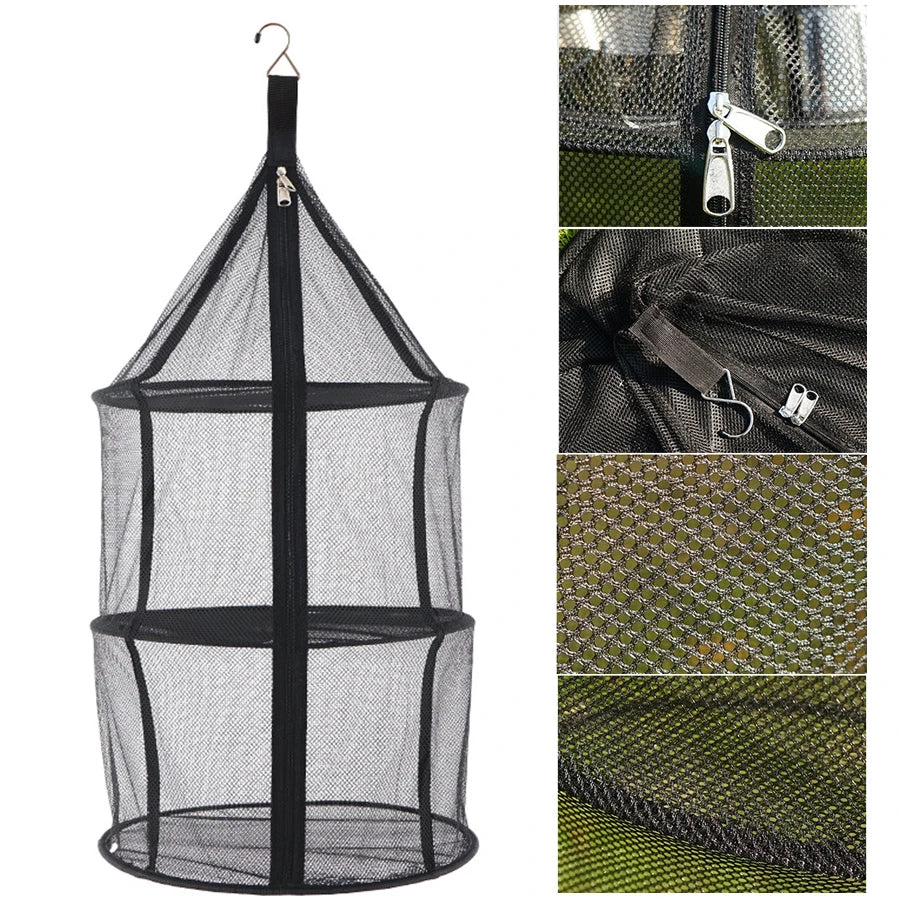 Camping Three-Layer Folding Storage Net With Zipper