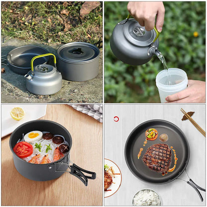 Outdoor camping cookware set aluminum non stick pot
