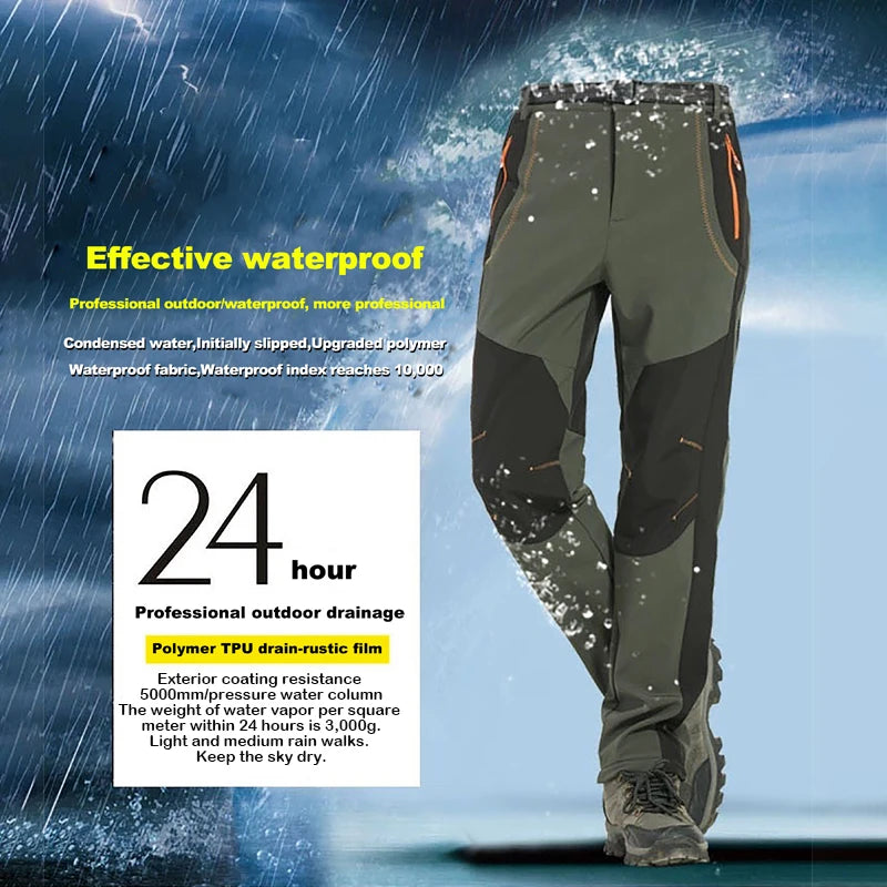 Thick Warm Fleece Hiking Pants Men