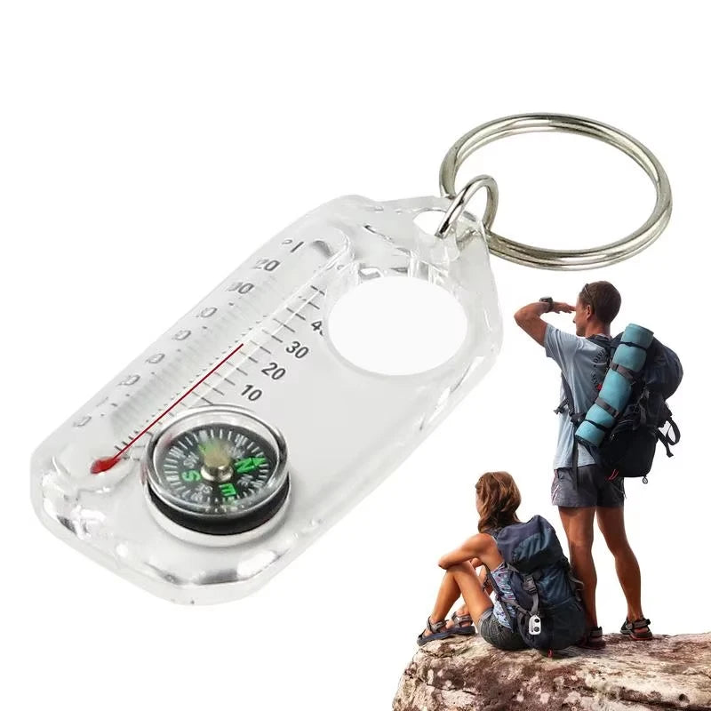 3 in 1 Keychain Compass Portable Mini Keychain