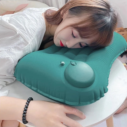 1pc Press And Inflate Portable Neck Pillow