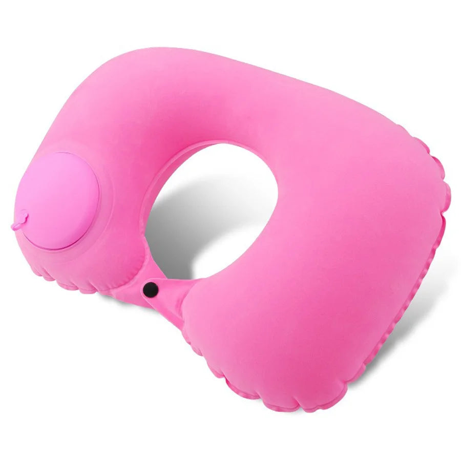 Flocking Inflatable Portable Neck Pillow