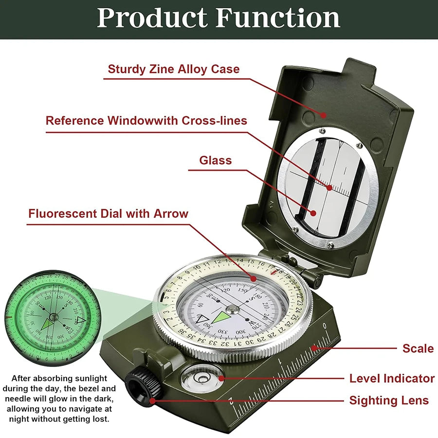 Tactical Survival Compass - Waterproof & Shockproof
