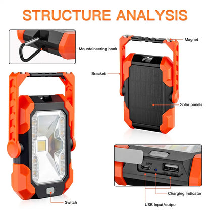 Portable Outdoor Solar Camping Light - Rechargeable LED Camping Lantern for Tent Hiking Emergency Home Use