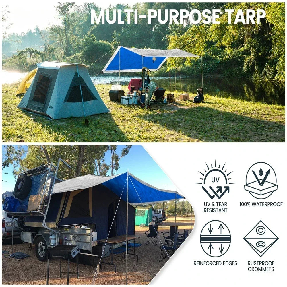 Large PE Tarpaulin Waterproof Sheet Cover with Reinforced Grommets