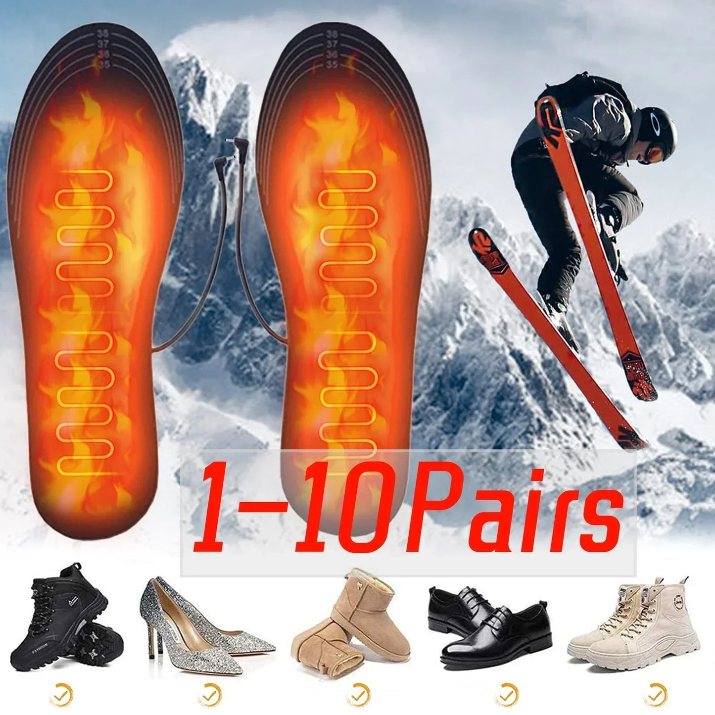 USB Heated Insoles Shoe Electric Foot Warming Pad