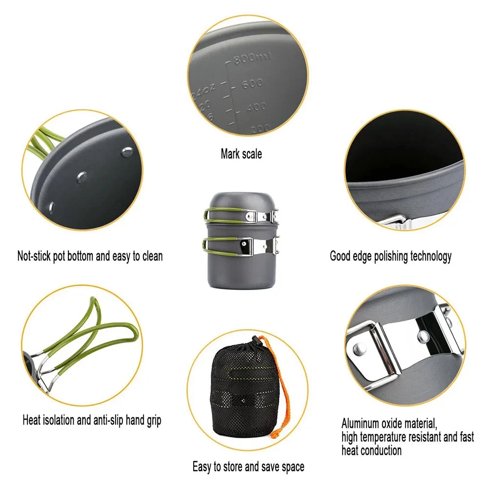 Camping Cookware Mess Kit Ultralight Camping Pot