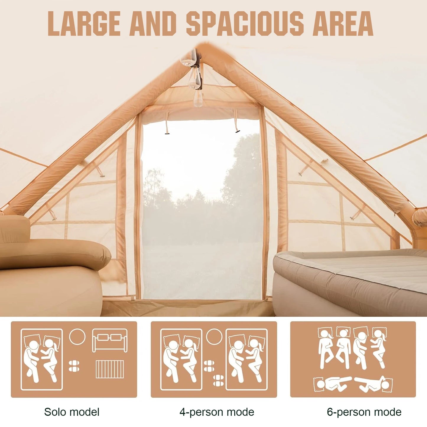 Inflatable 4 Season Portable Glamping Tent for 4-6 People