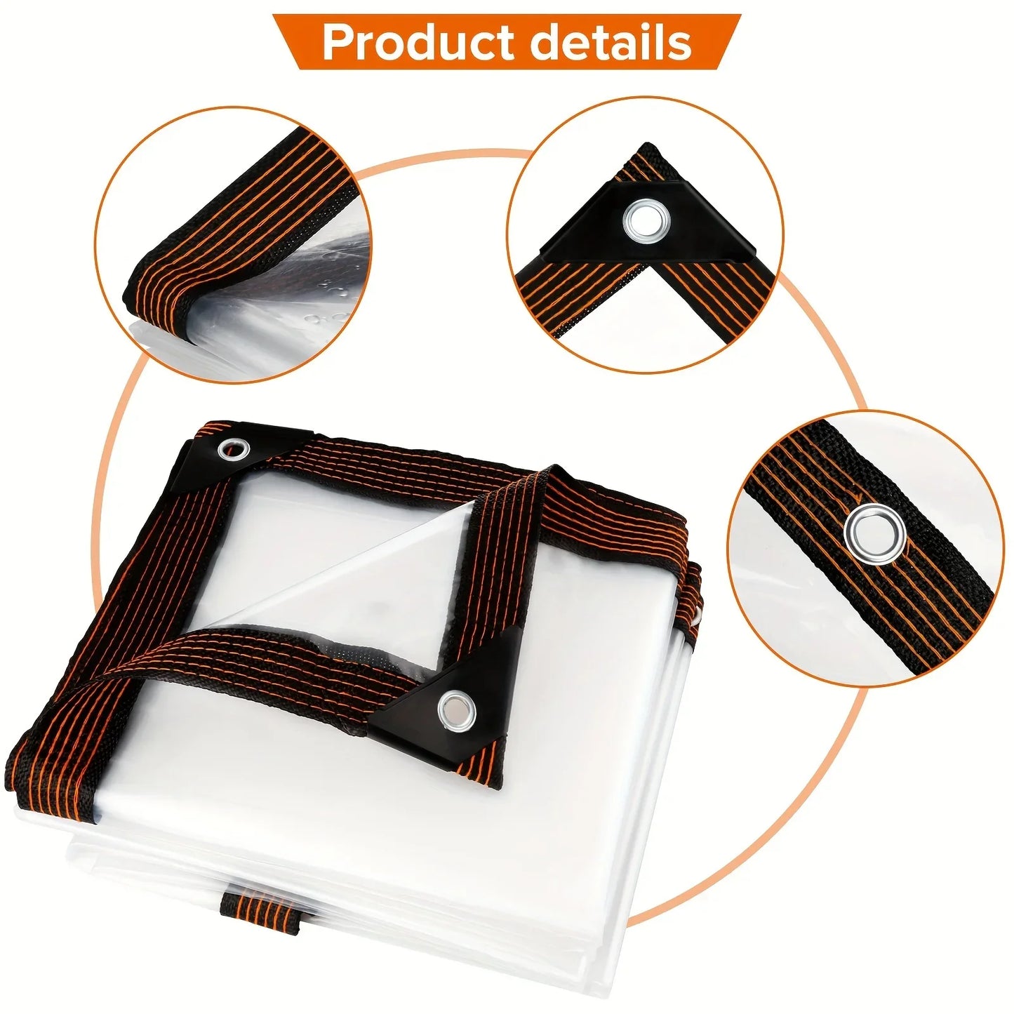 Clear Waterproof Polyester Tarp with Reinforced Grommets
