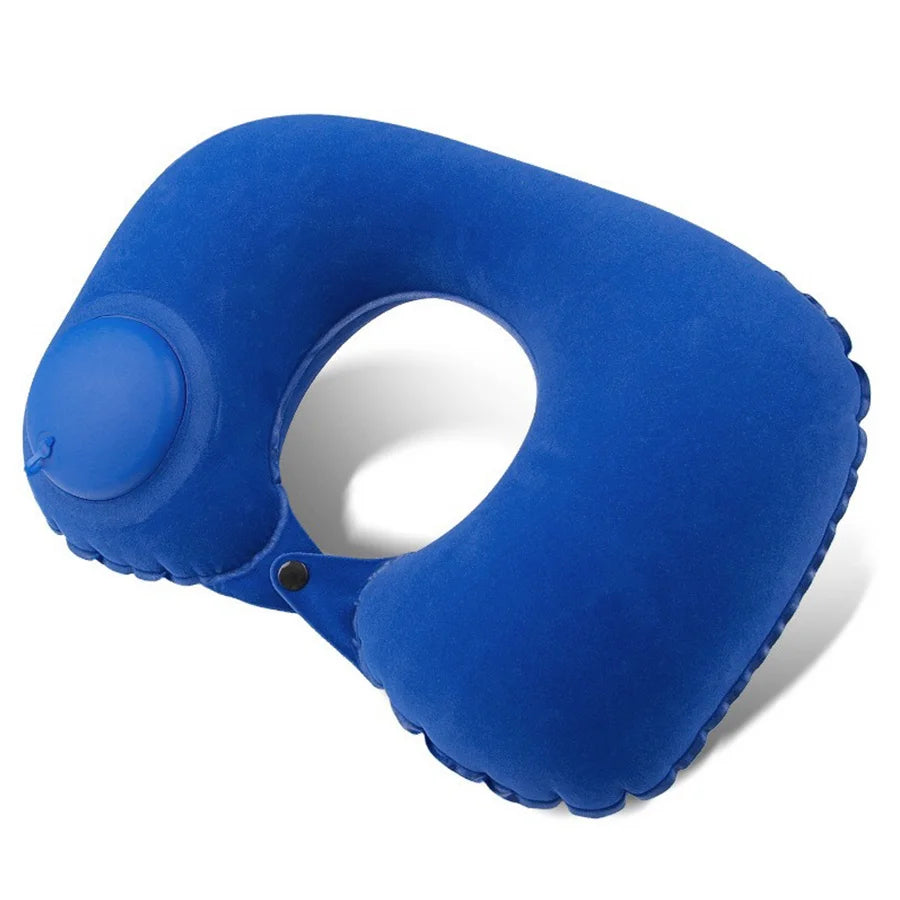 Flocking Inflatable Portable Neck Pillow