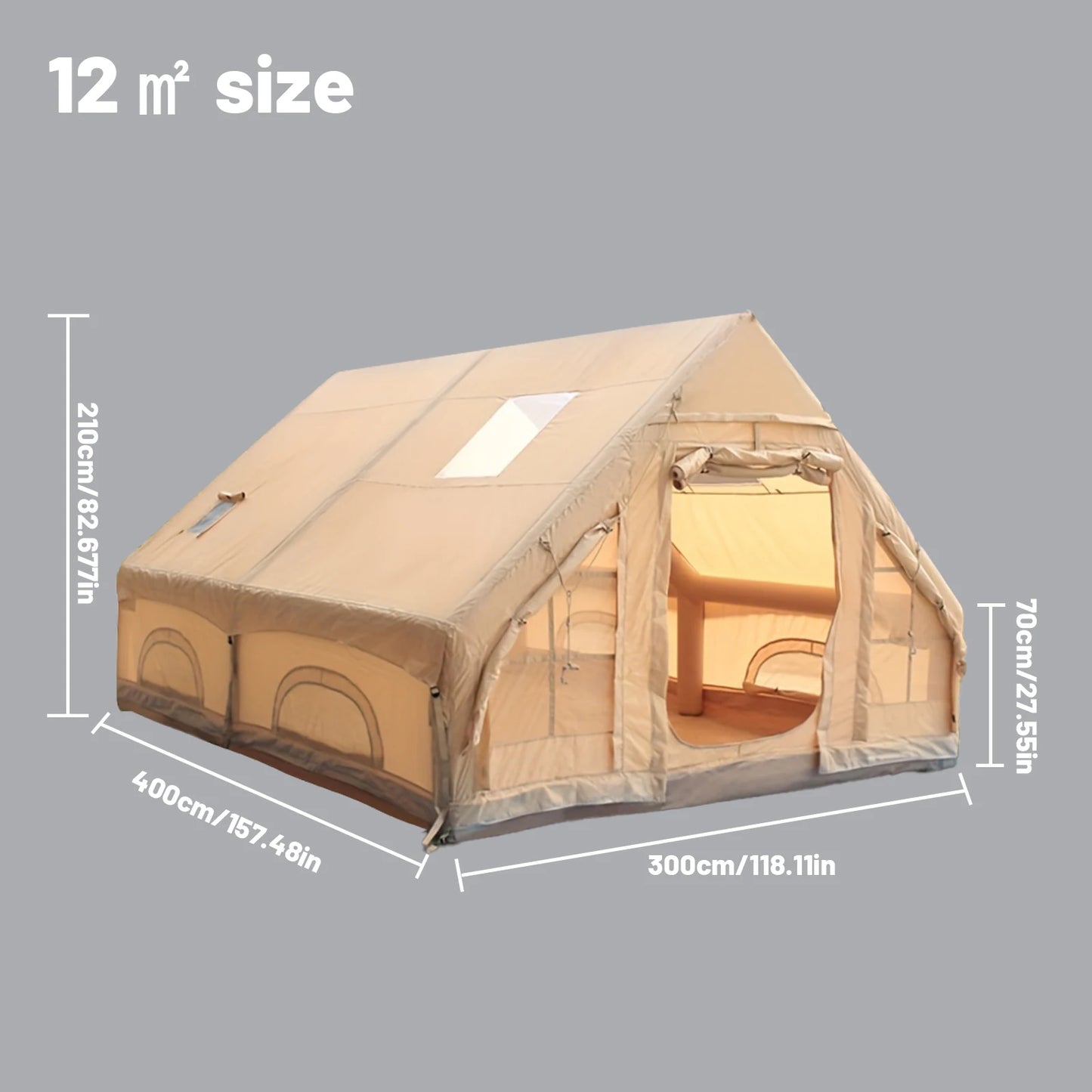 Inflatable camping tent 4-8 people with windows