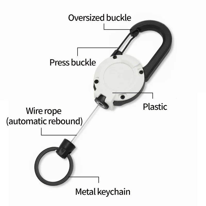 1pc Steel Wire Tactical Automatic Retractable Buckle Rope