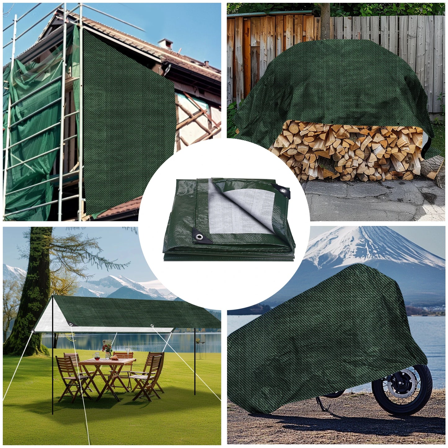 Large PE Tarpaulin Waterproof Sheet Cover with Reinforced Grommets