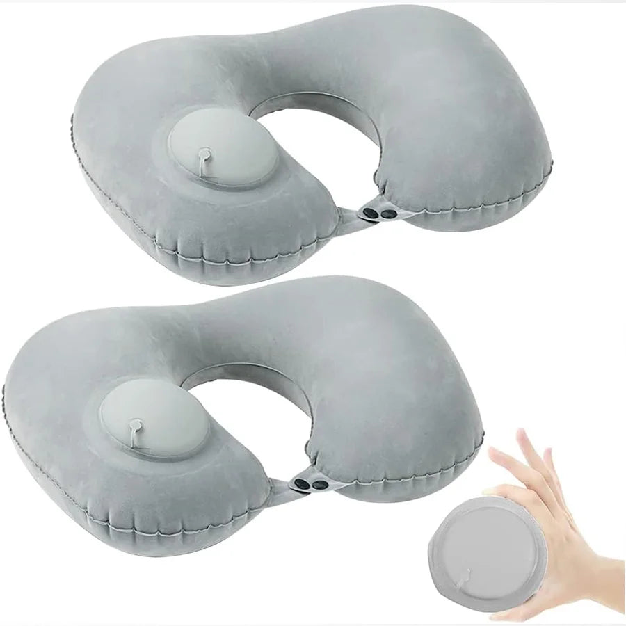 Flocking Inflatable Portable Neck Pillow