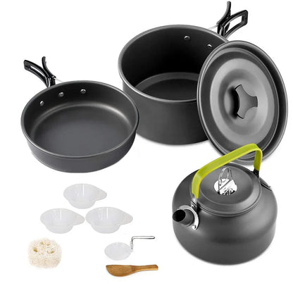 Outdoor camping cookware set aluminum non stick pot