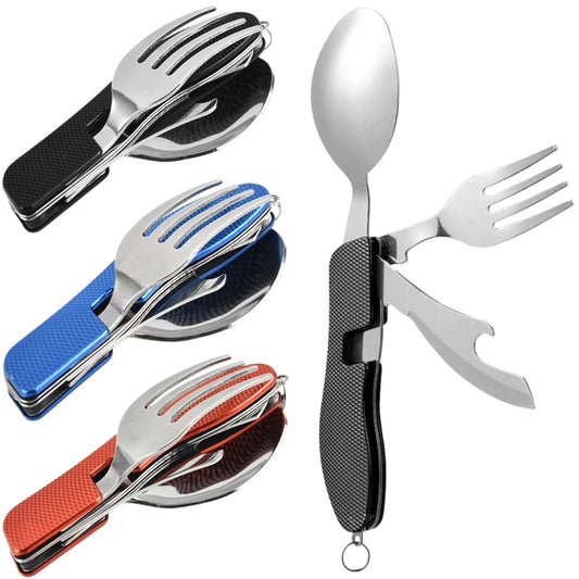 4 in1 Foldable Camping Utensil Set