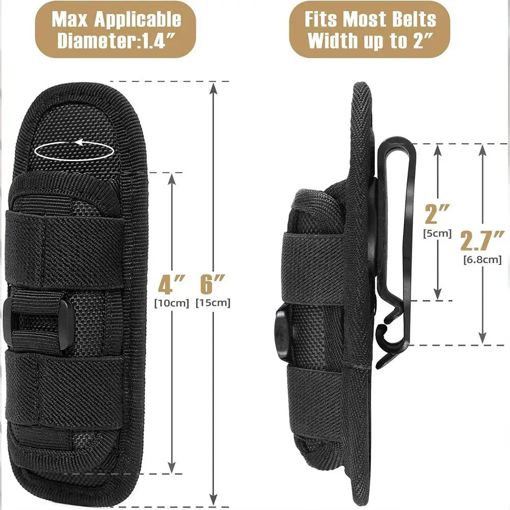 Tactical Flashlight Pouch Belt Torch Bag