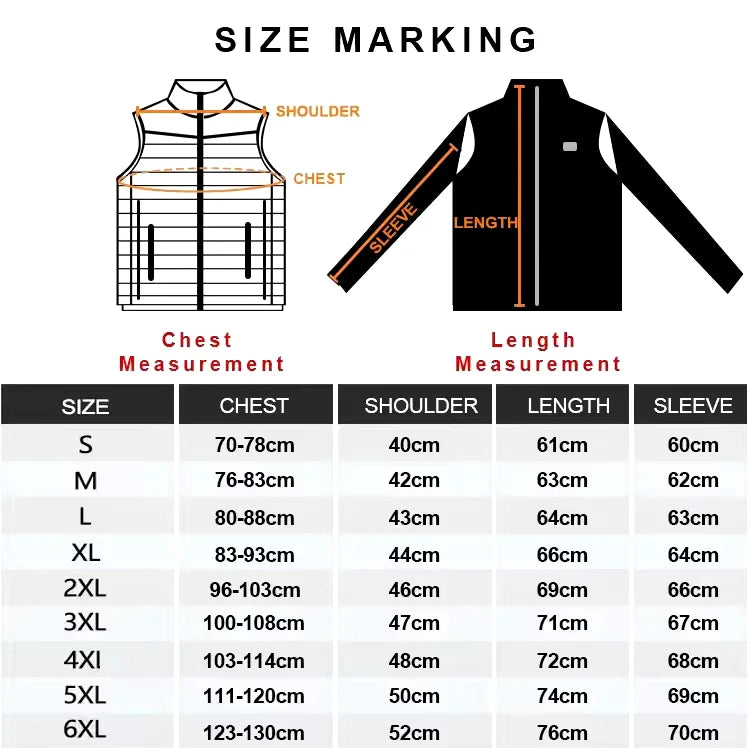 Men Heated Jacket USB Electric Heated Coat