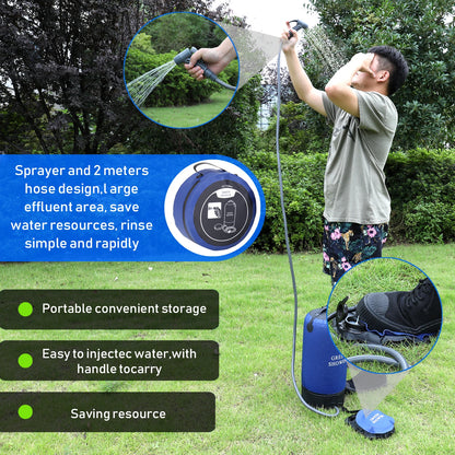 Outdoor PVC Pressure Shower with Foot Pump Lightweight Inflatable