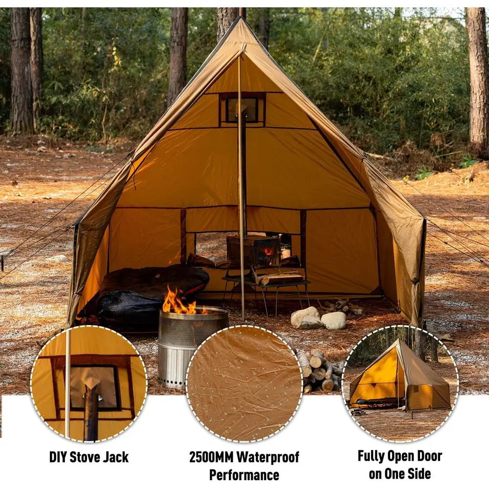 Portable Outdoor Yurt Tent with Stove Vent and Snow Skirt