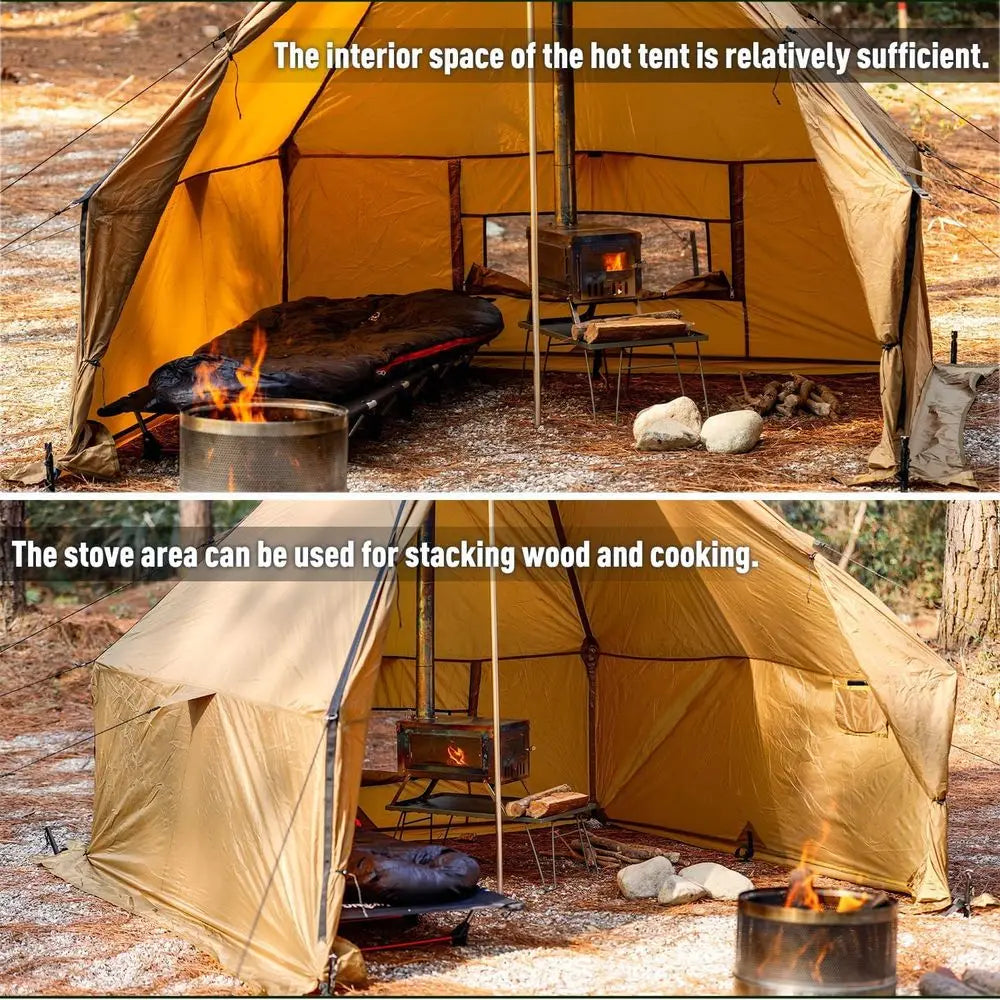 Portable Outdoor Yurt Tent with Stove Vent and Snow Skirt