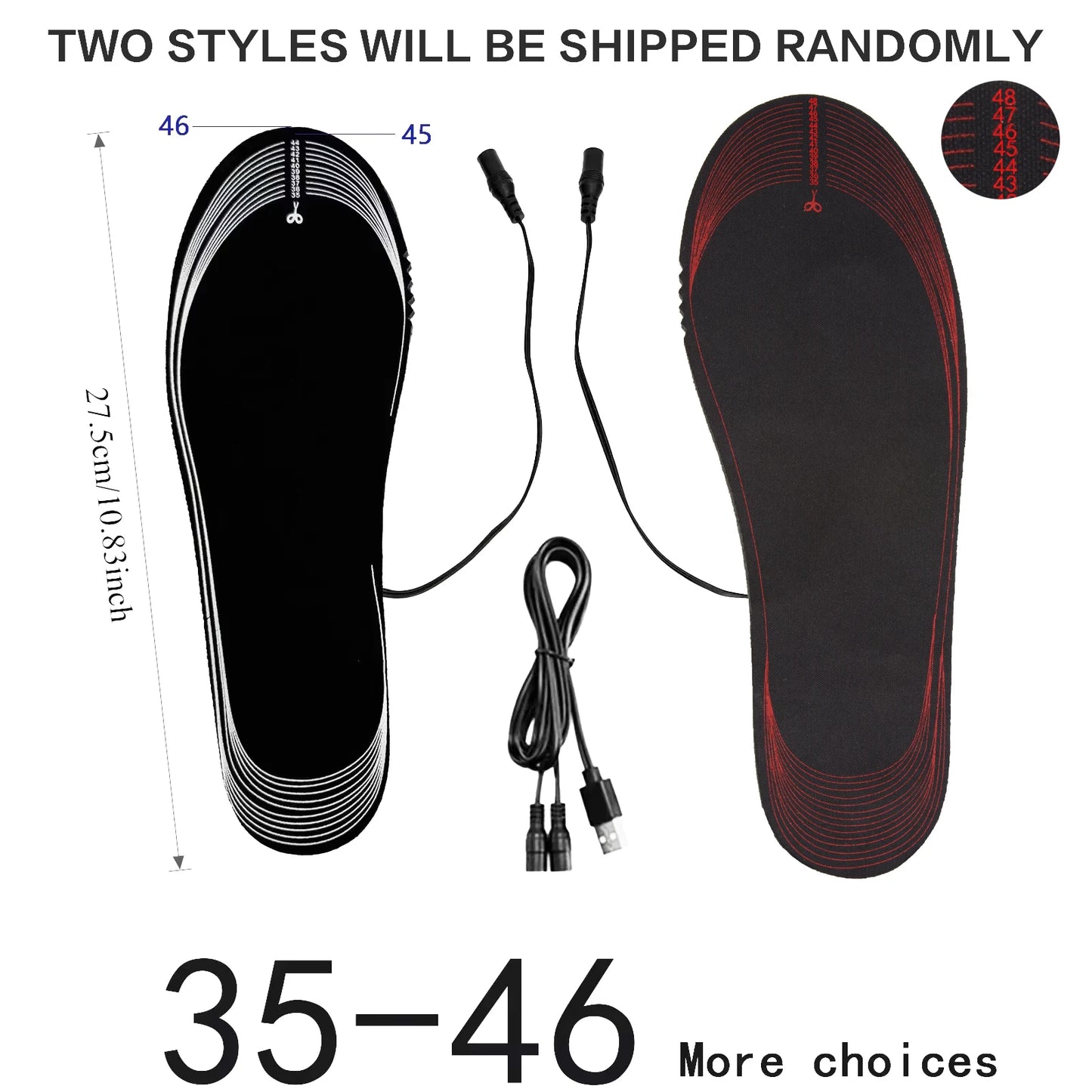 USB Heated Insoles Shoe Electric Foot Warming Pad