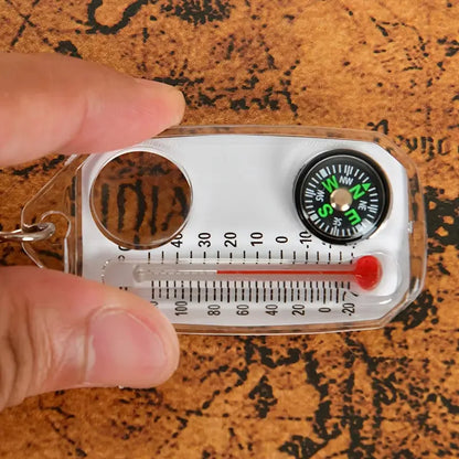 3 in 1 Keychain Compass Portable Mini Keychain