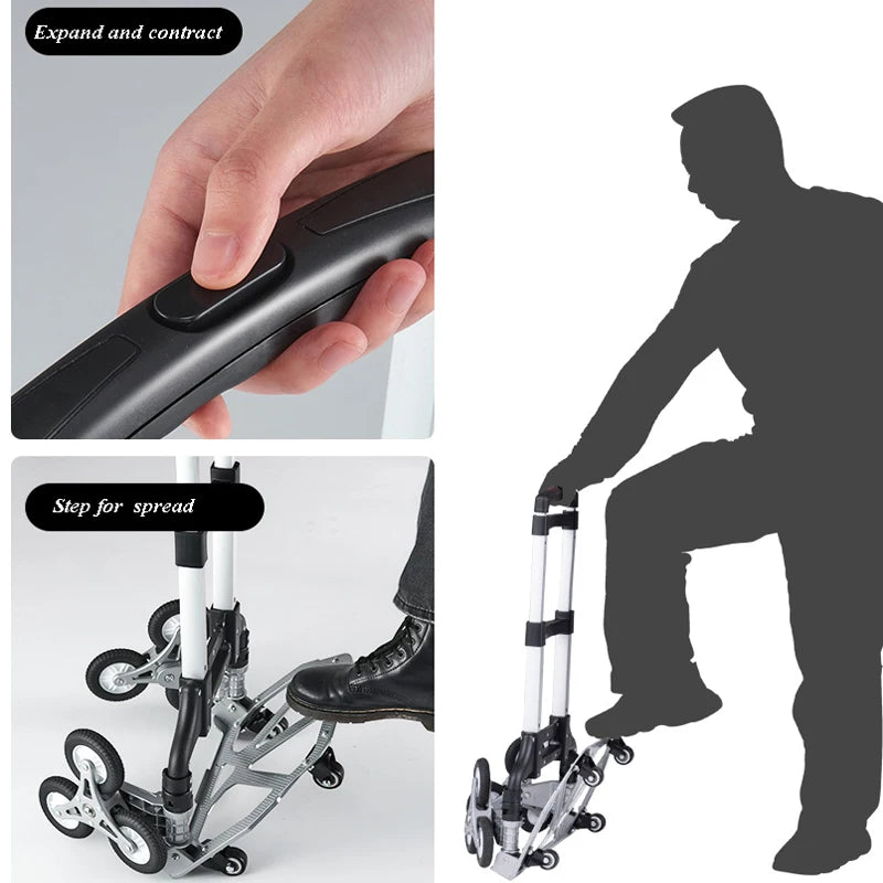 Hand Truck with Bungee Cord Heavy Foldable Trolley for Upstairs