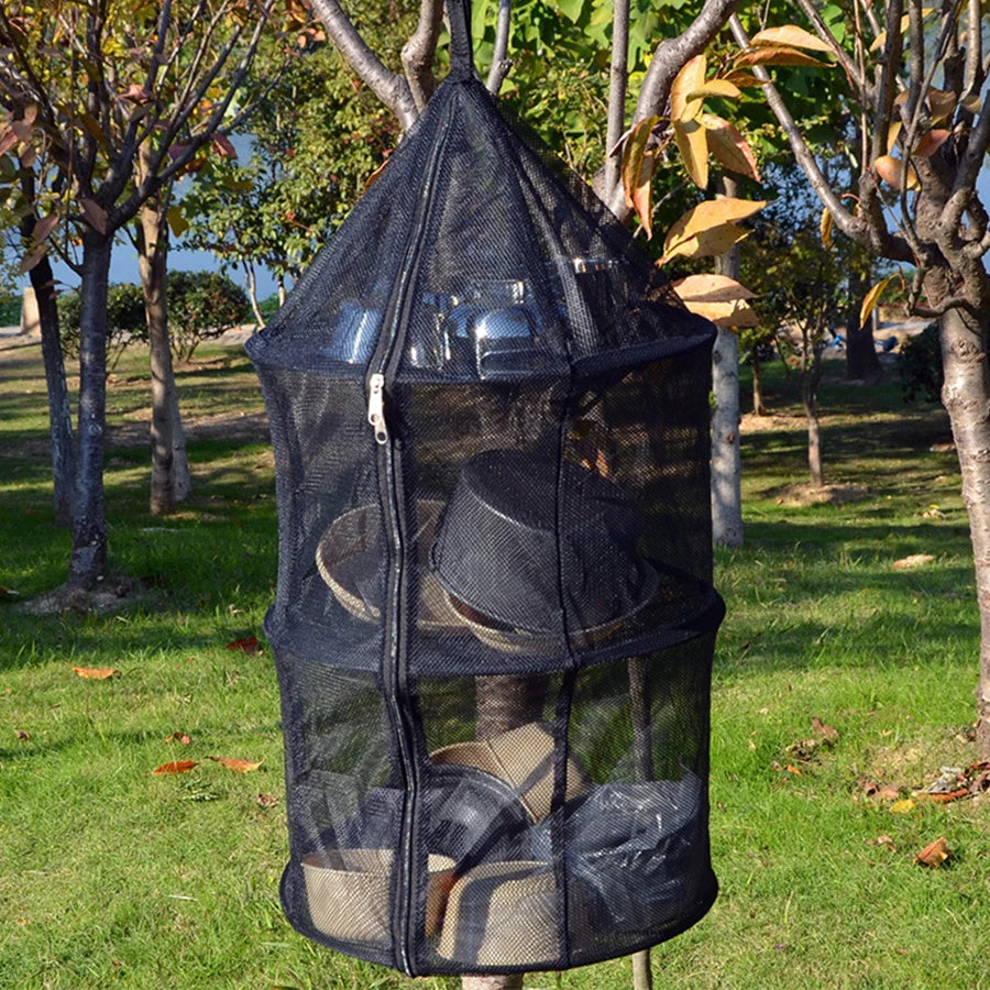 Camping Three-Layer Folding Storage Net With Zipper