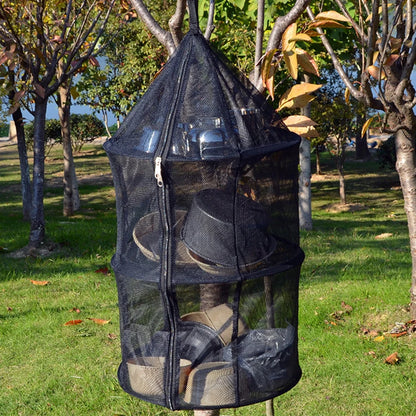 Camping Three-Layer Folding Storage Net With Zipper