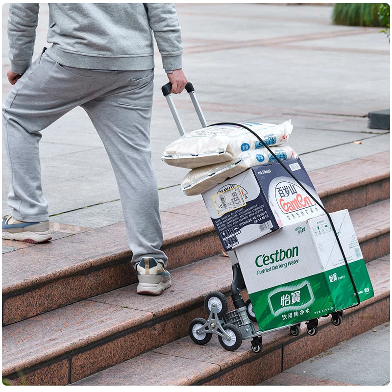 Hand Truck with Bungee Cord Heavy Foldable Trolley for Upstairs