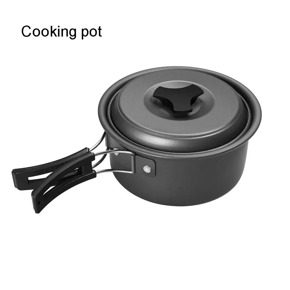 Outdoor camping cookware set aluminum non stick pot