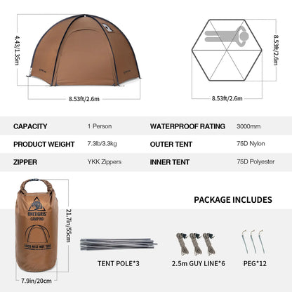 Solo Dome Tent with Stove Jack 3000mm Waterproof