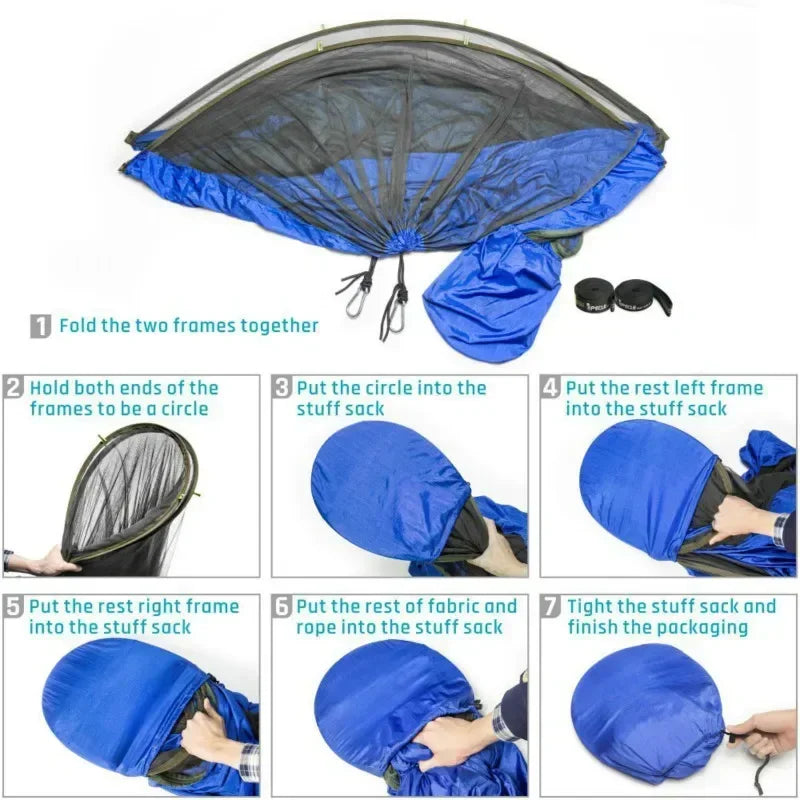 Pop-Up Portable Camping Hammock with Mosquito Net