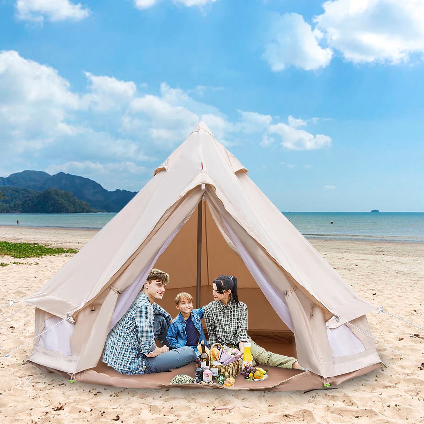 Waterproof Polyester Cotton Bell Tent for 2 People