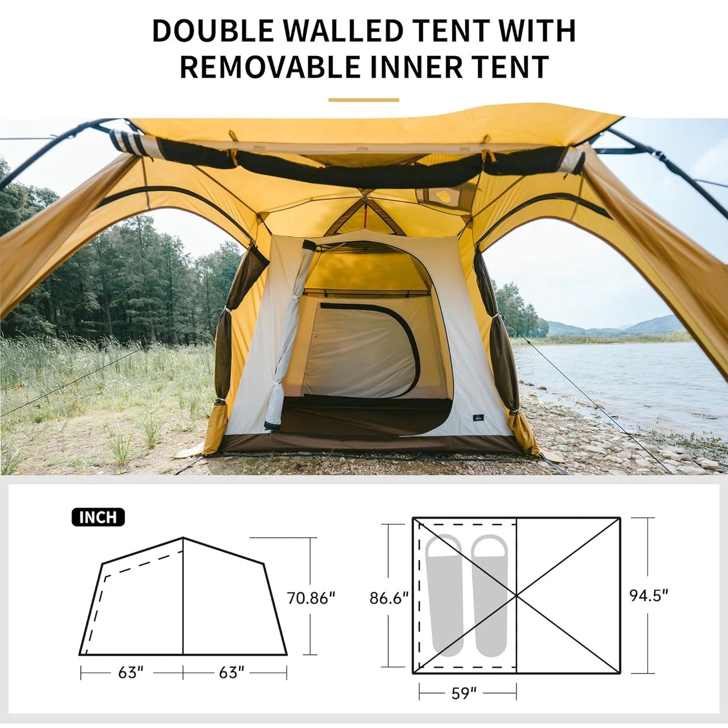 Camping Tent 4 Season for 2-4 Person Waterproof