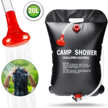 Large Capacity 20L Outdoor Shower Bag Solar Powered Heating for Camping