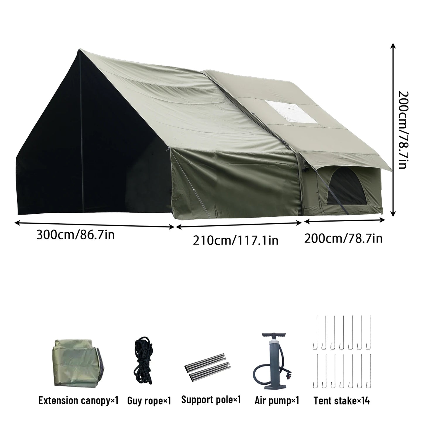 Inflatable camping tent 4-8 people with windows