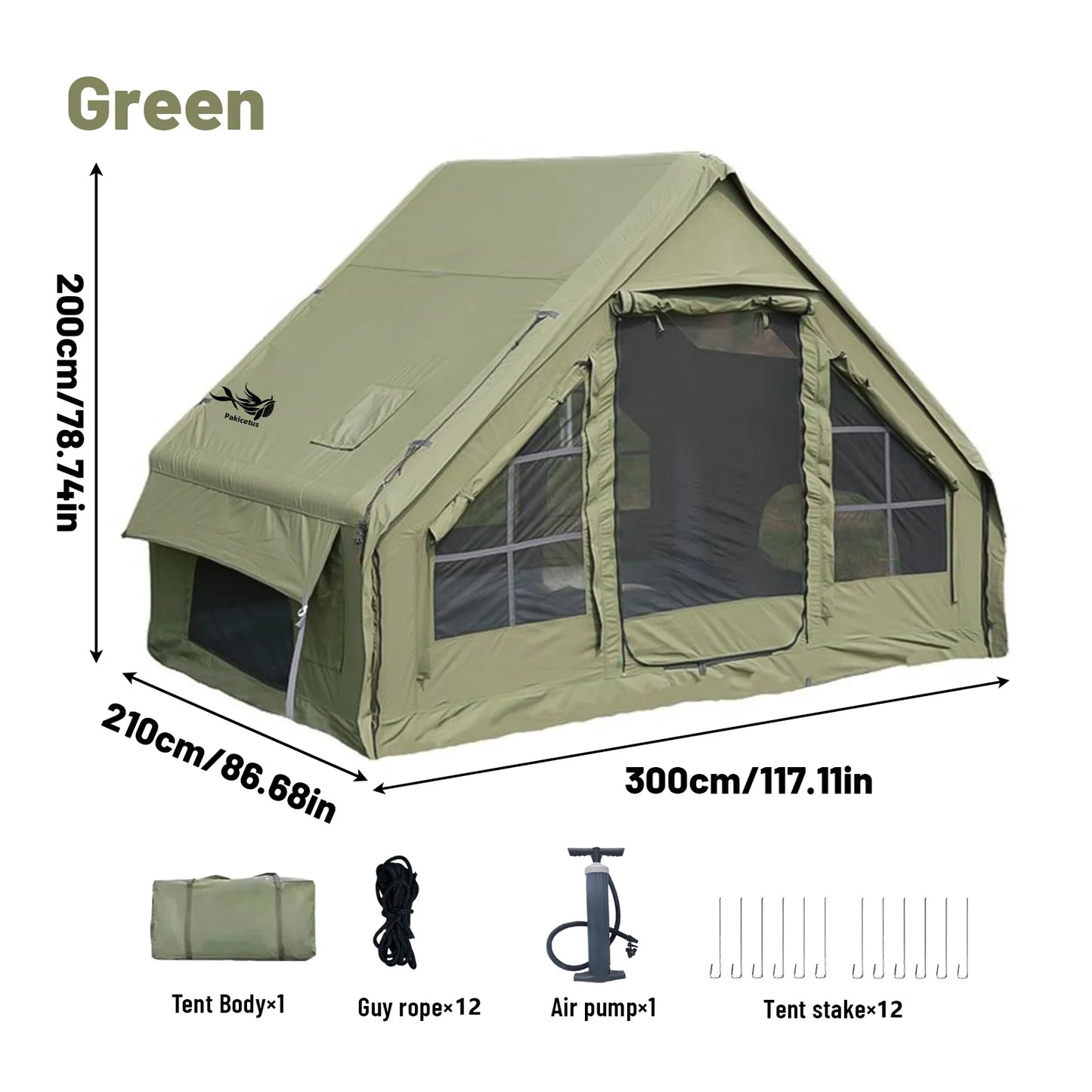 Inflatable camping tent 4-8 people with windows
