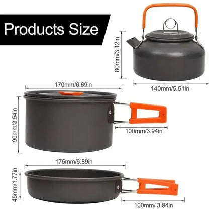 Camping Cookware Set Aluminum Nonstick Portable Outdoor Tableware