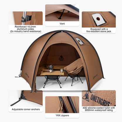 Solo Dome Tent with Stove Jack 3000mm Waterproof