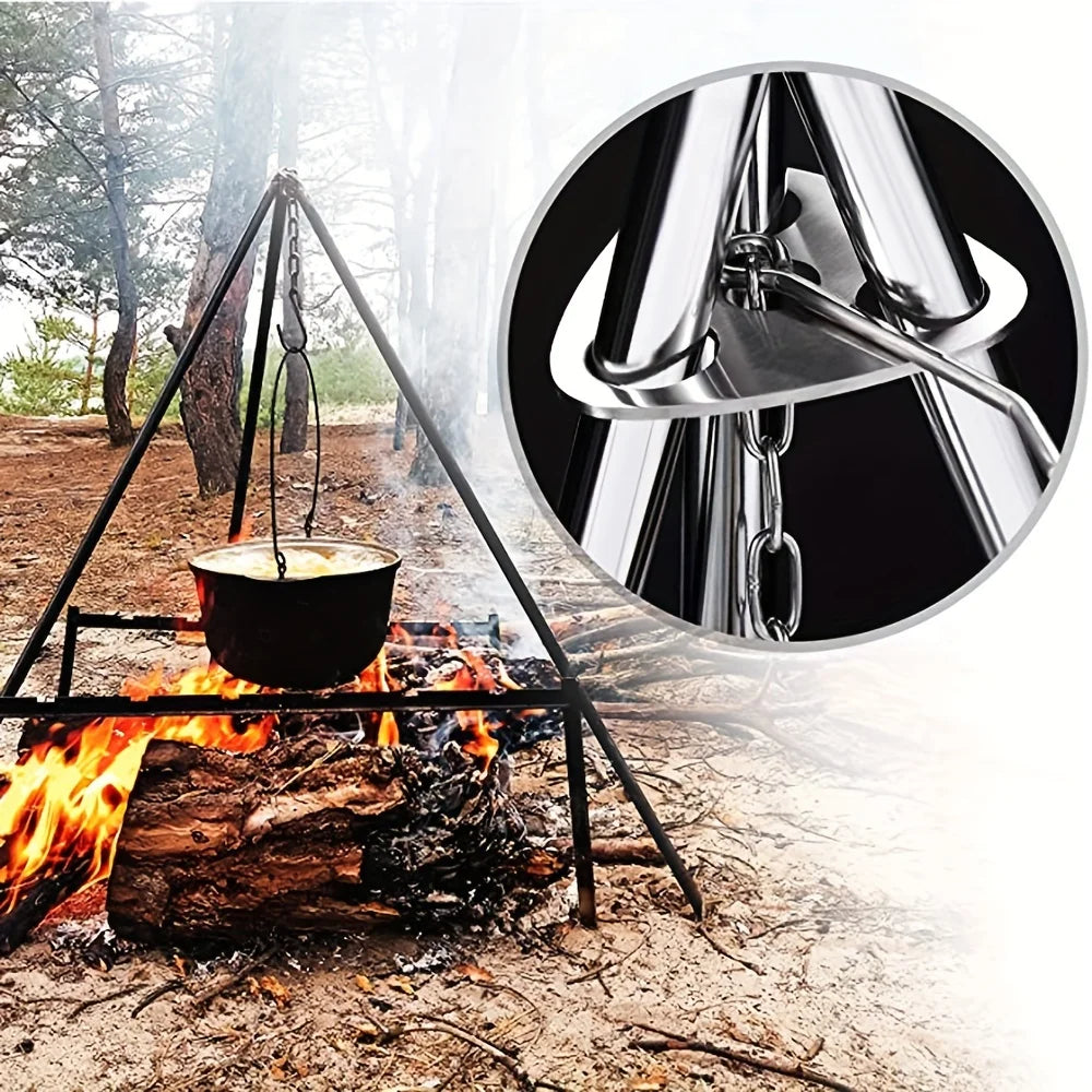 Portable Camping Tripod Hanging Rack  Campfire Cooking