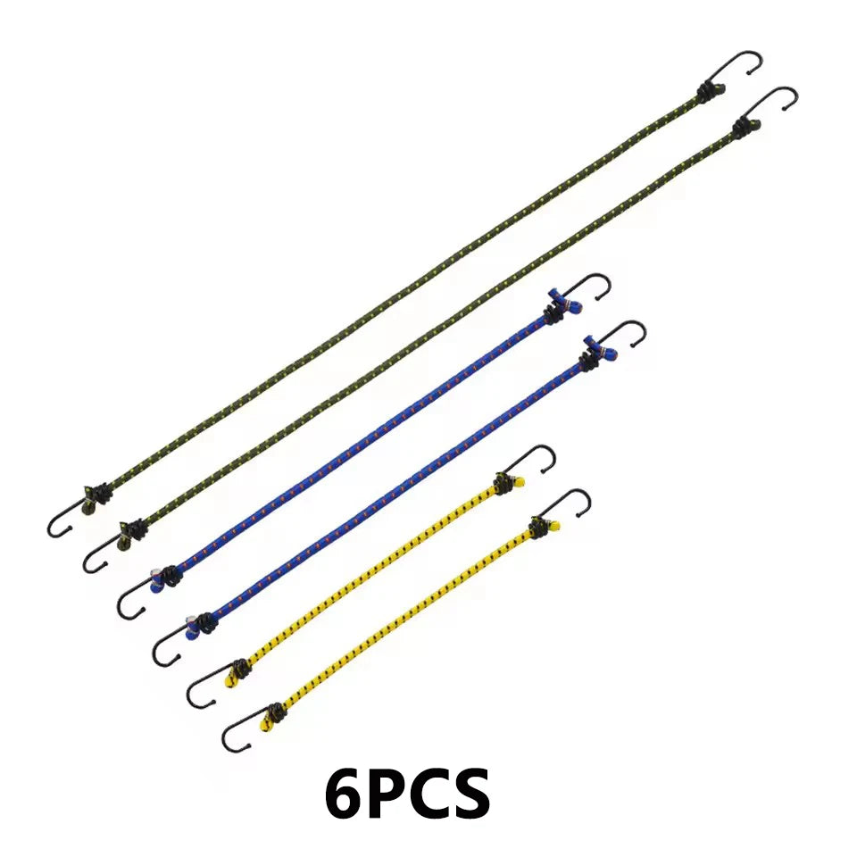 6Pcs Outdoor Camping Elastic Rope with Iron Hooks