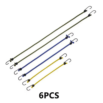 6Pcs Outdoor Camping Elastic Rope with Iron Hooks