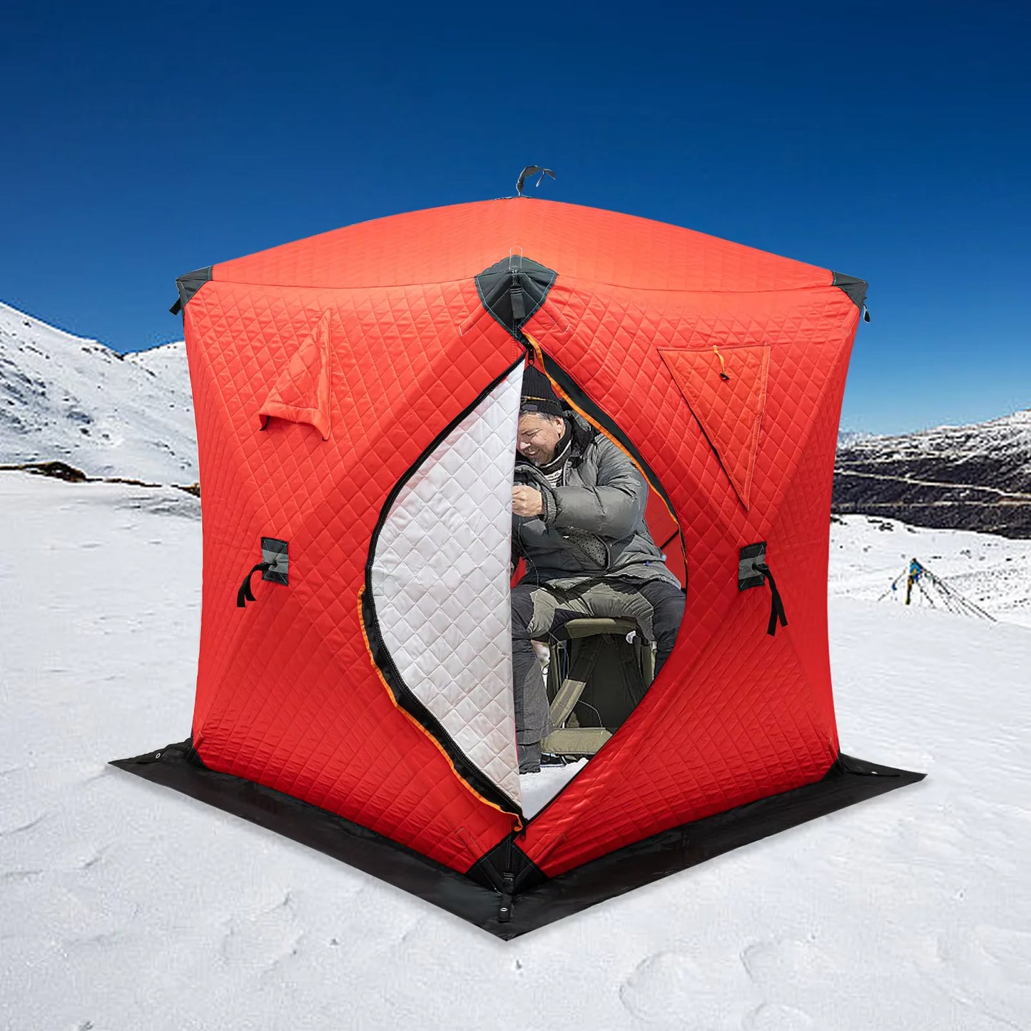 Insulated Ice Fishing Tent Freestanding for 1-2 Persons