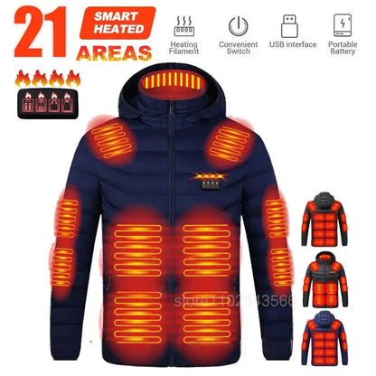 Men Heated Jacket USB Electric Heated Coat