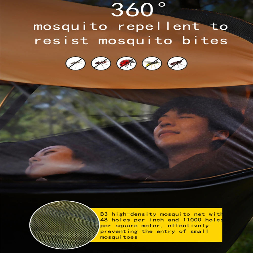 Portable Camping Mosquito Net Hammocks With Awning